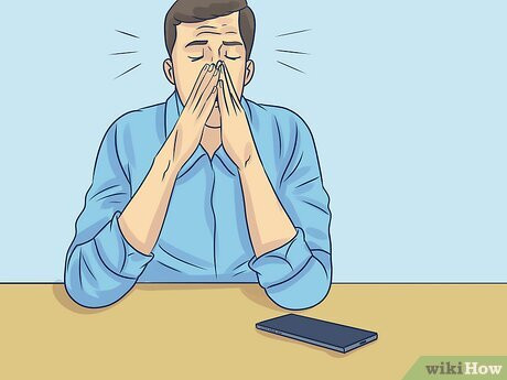 Step 2 He’s taking a break from his phone.